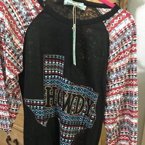 Women’s southern grace “howdy” 3/4 sleeve NWT